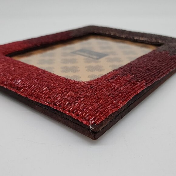 Pier 1 Imports Beaded Picture Frame 5" X 7" Red & Brown - Picture 12 of 13